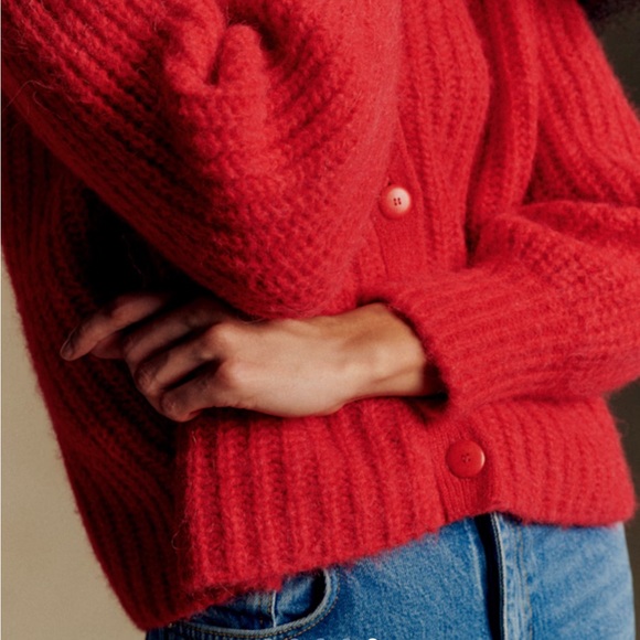 Sezane Emile Cardigan Sweater Red XS - Picture 4 of 7